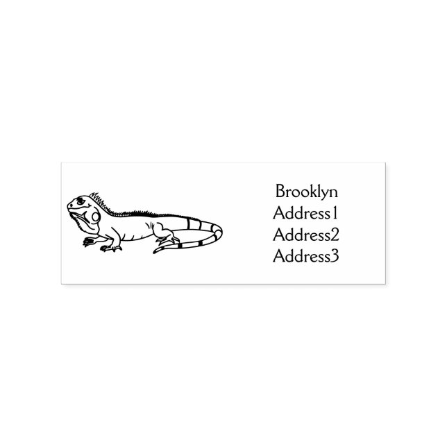 Happy green iguana cartoon illustration rubber stamp (Imprint)