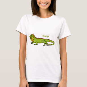 Happy green iguana cartoon illustration T-Shirt