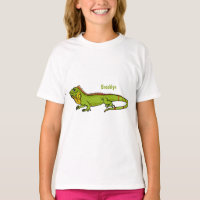 Happy green iguana cartoon illustration