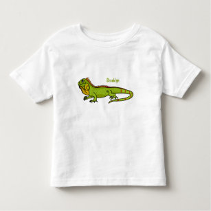 Happy green iguana cartoon illustration toddler t-shirt