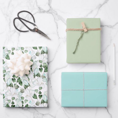 Happy Green Leaves Wrapping Paper Sheets