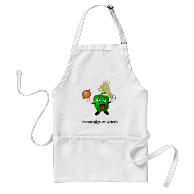 Happy Green Pepper Cajun Holy Trinity Adult Apron (Front)