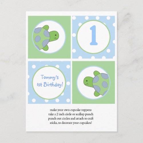 Happy Green Sea Turtles Cupcake Toppers Postcard