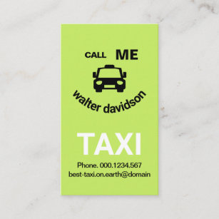 Happy Green Smiling Taxi Face Cab Driver Business Card