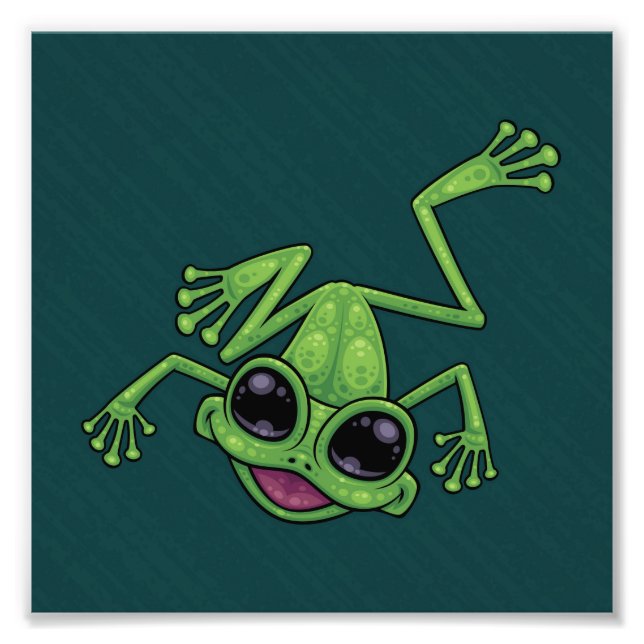 Happy Green Tree Frog Photo Print (Front)
