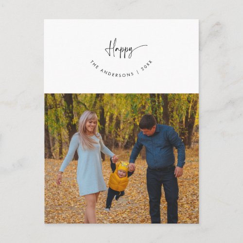 Happy Greeting Family Photo Smiling Script Postcard