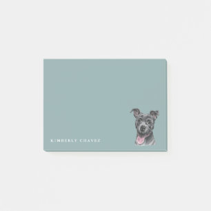 Happy Grey Pit Bull Dog Drawing Add Your Name Post-it Notes