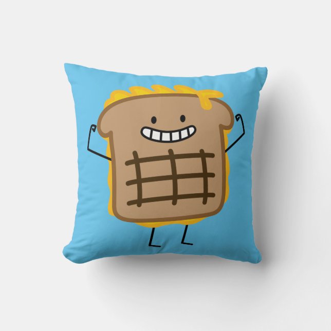 Happy Grilled Cheese Sandwich Throw Pillow (Front)