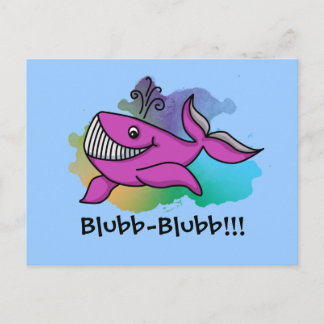 Happy Grinning Whale Postcard