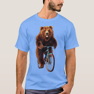 Happy Grizzly Bear Cycling, Mountain Bike Bicycle T-Shirt