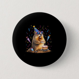 Happy Groundhog Day 12 Feb Ground Hog With Birthda Button