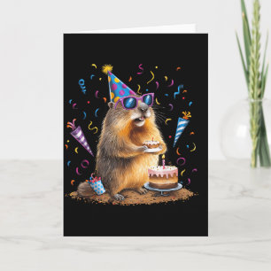 Happy Groundhog Day 12 Feb Ground Hog With Birthda Card