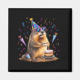 Happy Groundhog Day 12 Feb Ground Hog With Birthda Magnet