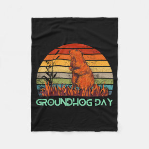 Happy Groundhog Day 2023 Lovers Costume Funny Grou Fleece Blanket