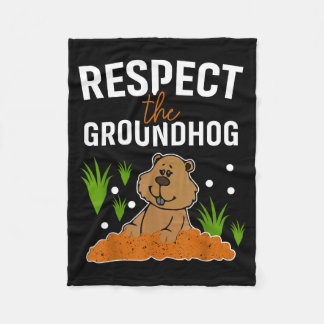 Happy Groundhog Day 2024 Family Funny Tees Fleece Blanket