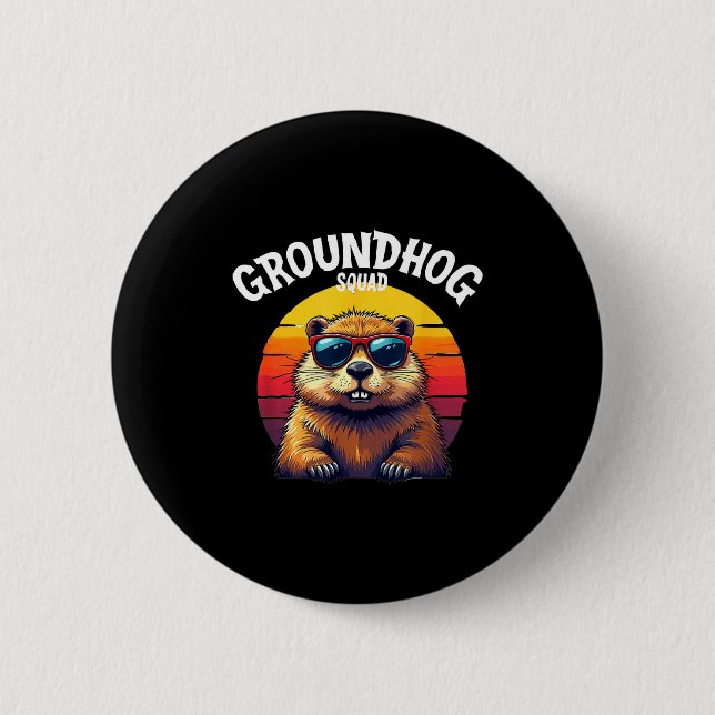 Happy Groundhog Day 2025 Funny Groundhog Squad _3  Button (Front)