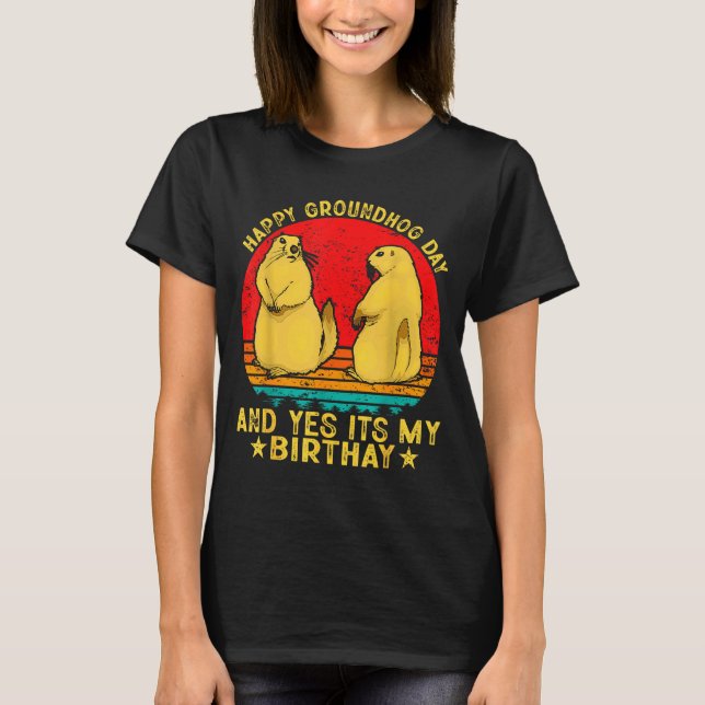 Happy Groundhog Day 2025 Funny Retro Marmot Lover  T-Shirt (Front)