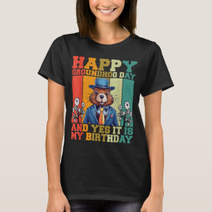 Happy Groundhog Day 2025 Funny Retro Marmot Lover T-Shirt