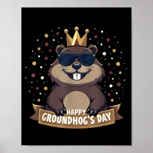 Happy Groundhog Day 2025 Funny Woodchuck Poster