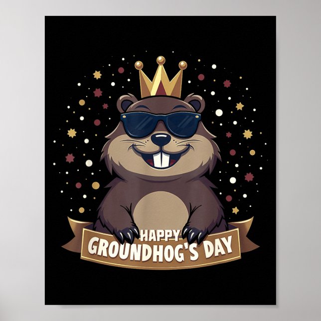 Happy Groundhog Day 2025 Funny Woodchuck  Poster (Front)