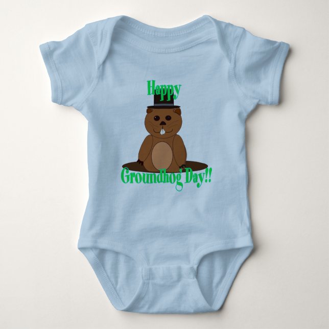 Happy Groundhog Day! Baby Bodysuit (Front)