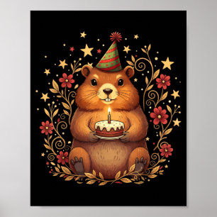 Happy Groundhog Day Birthday Cake Groundhound Poster