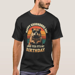 Happy Groundhog Day Birthday Cool Groundhog with S T-Shirt