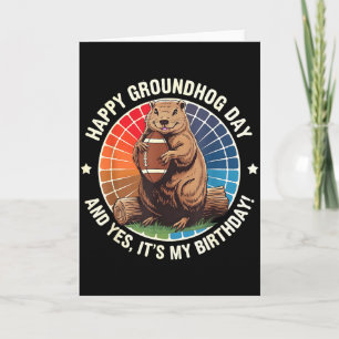 Happy Groundhog Day Birthday Football Funny Retro  Card