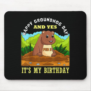 Happy Groundhog Day Birthday On 2nd February Famil Mouse Pad