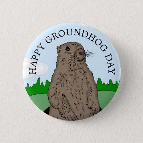 Happy Groundhog Day  Button