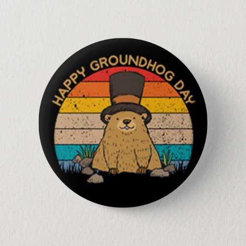 Happy Groundhog Day Button