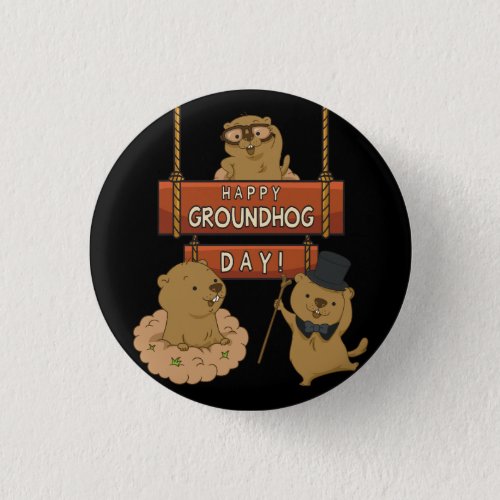 Happy Groundhog Day    Button