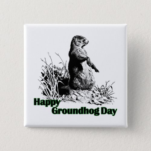 Happy Groundhog Day Button