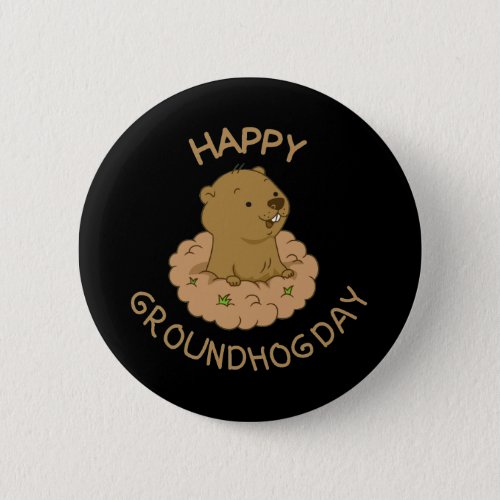 Happy Groundhog Day Button