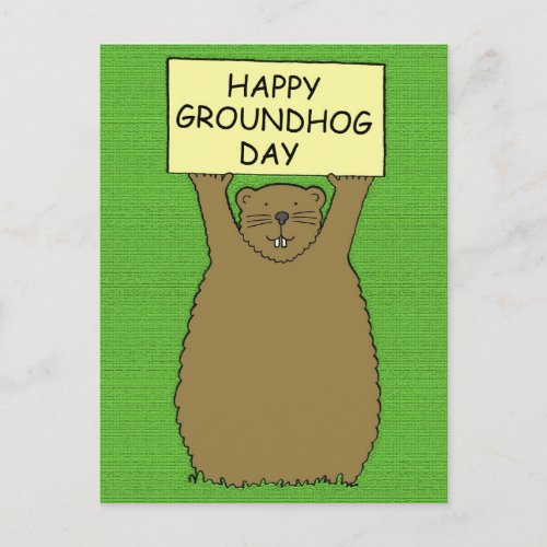 Happy Groundhog Day Cartoon Postcard