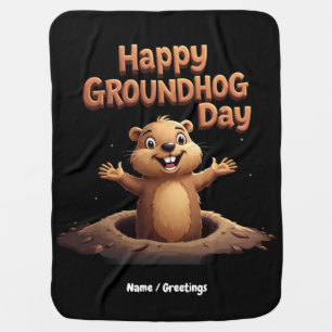 Happy Groundhog Day Celebrate with Humor, Fun Baby Blanket