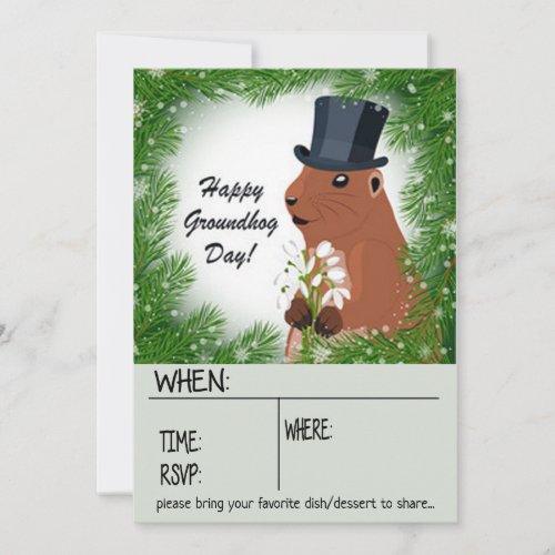 Happy Groundhog Day Celebration Party Invitation