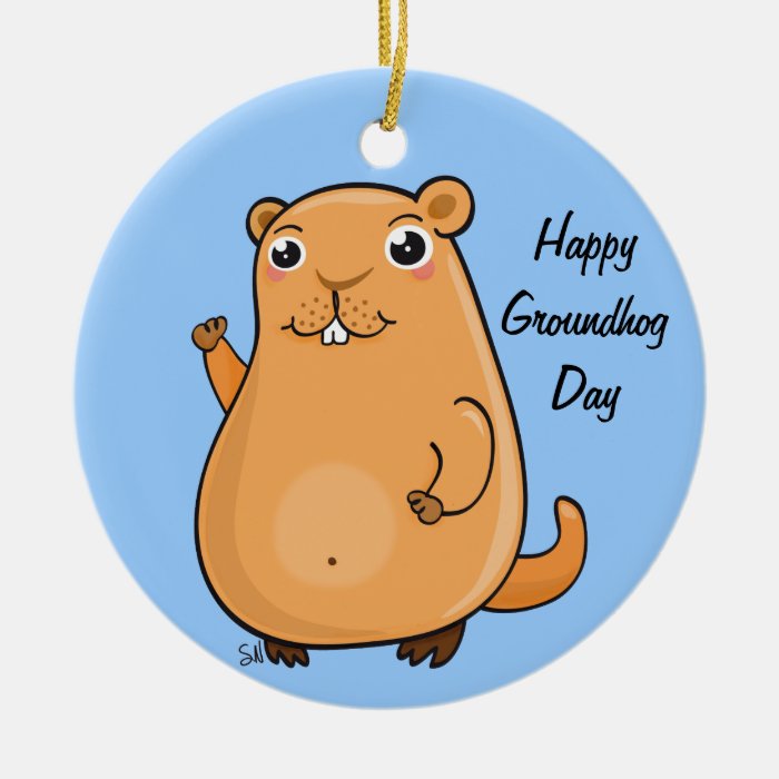 Happy Groundhog Day Christmas Ornament