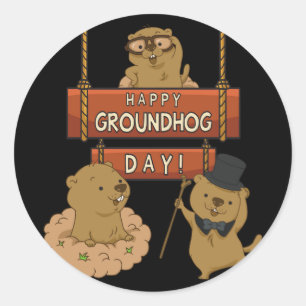 Happy Groundhog Day  Classic Round Sticker