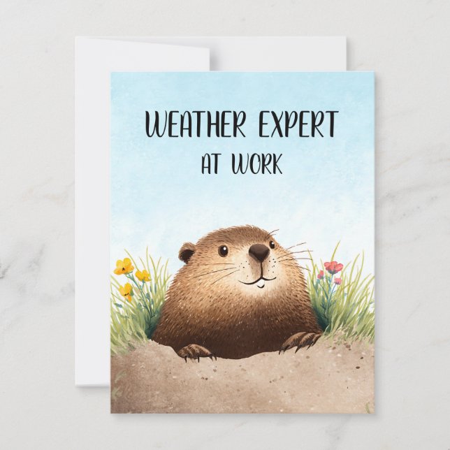 Happy Groundhog Day Cute Colorful Woodchuck  Holiday Card (Front)