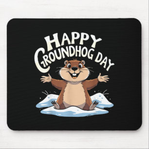 Happy Groundhog Day Cute Groundhog Women Men Kids Mouse Pad