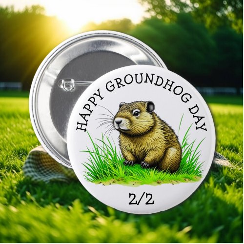 Happy Groundhog Day Cute Holiday Button