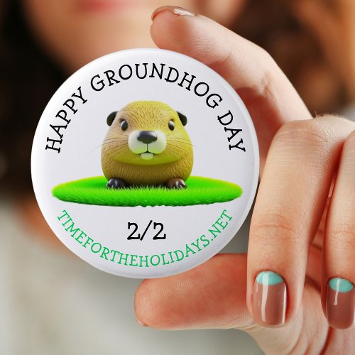 Happy Groundhog Day Cute Holiday Button