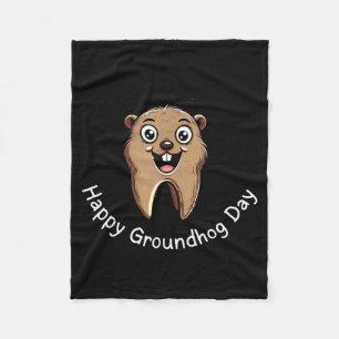Happy Groundhog Day Dental Vibes Cute Phils Tooth  Fleece Blanket