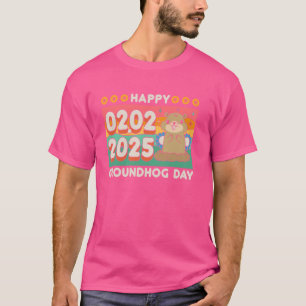 Happy Groundhog Day February 2 2025 Retro Sunset S T-Shirt