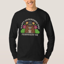 Happy Groundhog Day February 2 Men Women Funny Ret T-Shirt