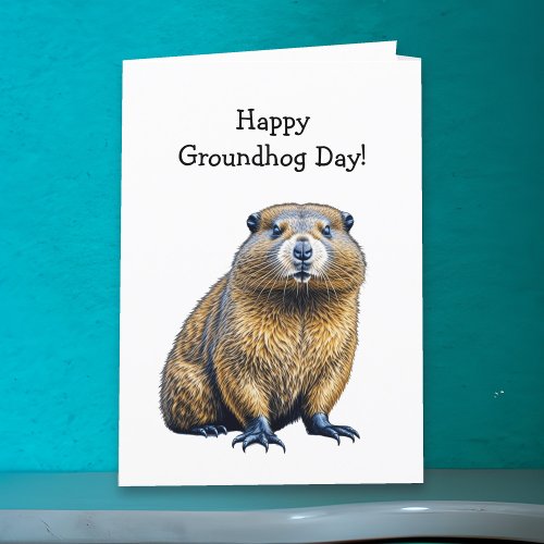 Happy Groundhog Day  February 2nd Card