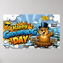 Happy Groundhog Day  Funny Backdrop