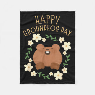 Happy Groundhog Day - Funny Celebration Fleece Blanket