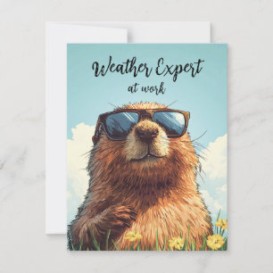 Happy Groundhog Day Funny Colorful Woodchuck  Holiday Card